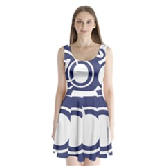 Garamond Blue White Wave Chevron Split Back Mini Dress  by Mariart