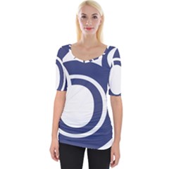 Garamond Blue White Wave Chevron Wide Neckline Tee