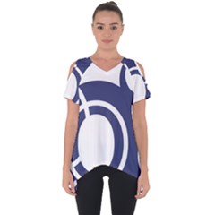 Garamond Blue White Wave Chevron Cut Out Side Drop Tee