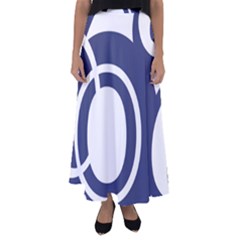 Garamond Blue White Wave Chevron Flared Maxi Skirt by Mariart