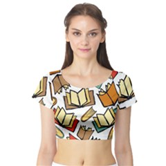 Friends Library Lobby Book Sale Short Sleeve Crop Top (tight Fit) by Mariart