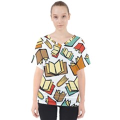 Friends Library Lobby Book Sale V-neck Dolman Drape Top by Mariart