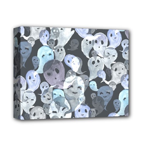 Ghosts Blue Sinister Helloween Face Mask Deluxe Canvas 14  X 11  by Mariart