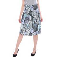 Ghosts Blue Sinister Helloween Face Mask Midi Beach Skirt by Mariart