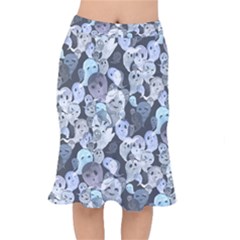 Ghosts Blue Sinister Helloween Face Mask Mermaid Skirt by Mariart