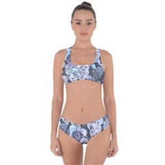 Ghosts Blue Sinister Helloween Face Mask Criss Cross Bikini Set by Mariart