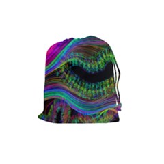 Aurora Wave Colorful Space Line Light Neon Visual Cortex Plate Drawstring Pouches (medium)  by Mariart