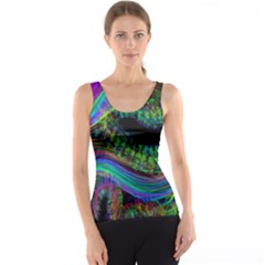 Aurora Wave Colorful Space Line Light Neon Visual Cortex Plate Tank Top by Mariart