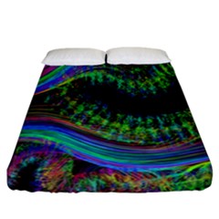 Aurora Wave Colorful Space Line Light Neon Visual Cortex Plate Fitted Sheet (california King Size) by Mariart