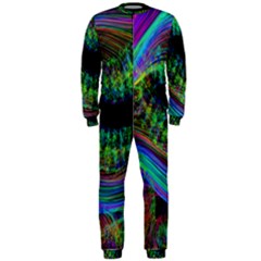 Aurora Wave Colorful Space Line Light Neon Visual Cortex Plate Onepiece Jumpsuit (men)  by Mariart