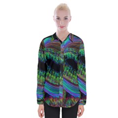 Aurora Wave Colorful Space Line Light Neon Visual Cortex Plate Womens Long Sleeve Shirt