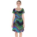 Aurora Wave Colorful Space Line Light Neon Visual Cortex Plate Short Sleeve Bardot Dress View1