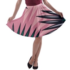 Graciela Detail Petticoat Palm Pink Green A-line Skater Skirt