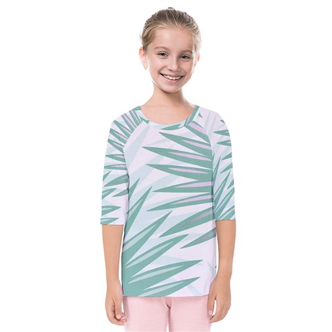 Graciela Detail Petticoat Palm Pink Green Gray Kids  Quarter Sleeve Raglan Tee by Mariart