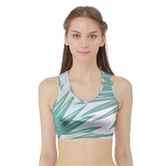 Graciela Detail Petticoat Palm Pink Green Gray Sports Bra With Border by Mariart