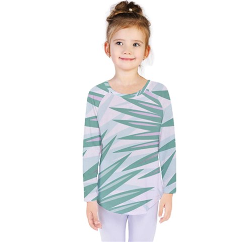 Graciela Detail Petticoat Palm Pink Green Gray Kids  Long Sleeve Tee by Mariart