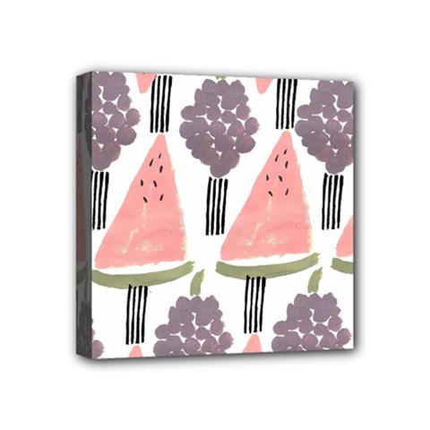 Grapes Watermelon Fruit Patterns Bouffants Broken Hearts Mini Canvas 4  X 4  by Mariart