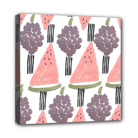 Grapes Watermelon Fruit Patterns Bouffants Broken Hearts Mini Canvas 8  X 8 