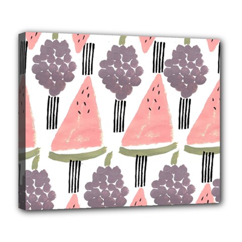 Grapes Watermelon Fruit Patterns Bouffants Broken Hearts Deluxe Canvas 24  X 20   by Mariart