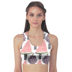 Grapes Watermelon Fruit Patterns Bouffants Broken Hearts Sports Bra