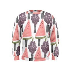 Grapes Watermelon Fruit Patterns Bouffants Broken Hearts Kids  Sweatshirt