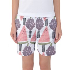 Grapes Watermelon Fruit Patterns Bouffants Broken Hearts Women s Basketball Shorts