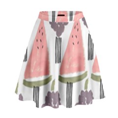 Grapes Watermelon Fruit Patterns Bouffants Broken Hearts High Waist Skirt