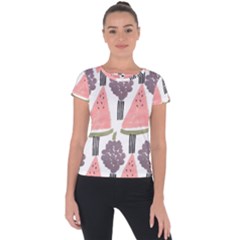 Grapes Watermelon Fruit Patterns Bouffants Broken Hearts Short Sleeve Sports Top 