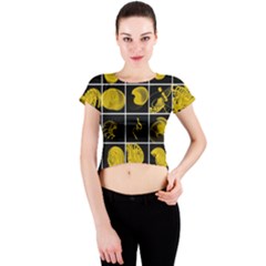 Grasshopper Rhino Spirograph Beautiful Fabulous Crew Neck Crop Top by Mariart