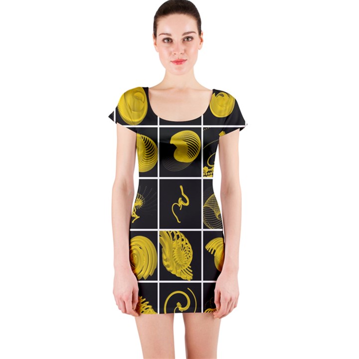 Grasshopper Rhino Spirograph Beautiful Fabulous Short Sleeve Bodycon Dress