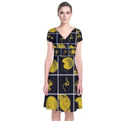 Grasshopper Rhino Spirograph Beautiful Fabulous Short Sleeve Front Wrap Dress