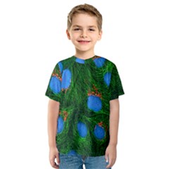 Fluorescence Microscopy Green Blue Kids  Sport Mesh Tee