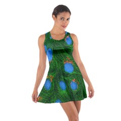 Fluorescence Microscopy Green Blue Cotton Racerback Dress