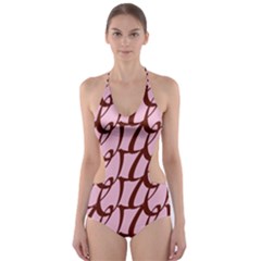 Letter Font Zapfino Appear Cut-out One Piece Swimsuit by Mariart