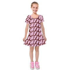 Letter Font Zapfino Appear Kids  Short Sleeve Velvet Dress by Mariart