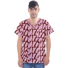 Letter Font Zapfino Appear Men s V-neck Scrub Top