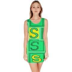 Letter Huruf S Sign Green Yellow Bodycon Dress by Mariart