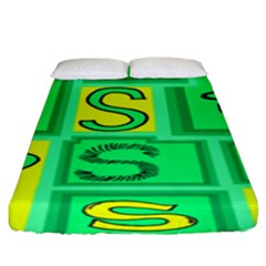 Letter Huruf S Sign Green Yellow Fitted Sheet (king Size) by Mariart