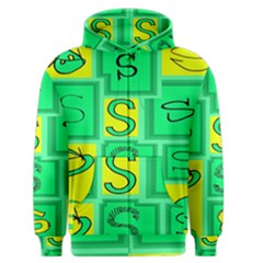 Letter Huruf S Sign Green Yellow Men s Zipper Hoodie by Mariart