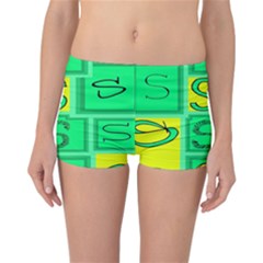 Letter Huruf S Sign Green Yellow Reversible Boyleg Bikini Bottoms by Mariart