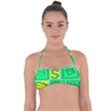 Letter Huruf S Sign Green Yellow Halter Bandeau Bikini Top View1