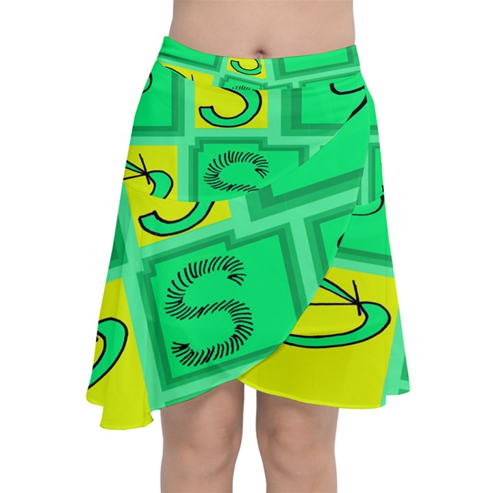 Letter Huruf S Sign Green Yellow Chiffon Wrap