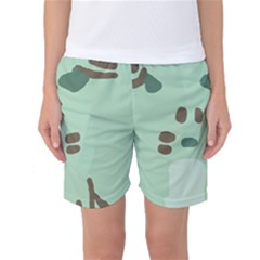 Lineless Background For Minty Wildlife Monster Women s Basketball Shorts