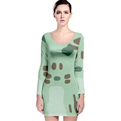 Lineless Background For Minty Wildlife Monster Long Sleeve Velvet Bodycon Dress by Mariart