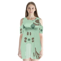 Lineless Background For Minty Wildlife Monster Shoulder Cutout Velvet  One Piece by Mariart