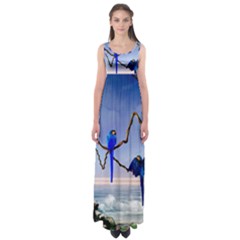 Wonderful Blue  Parrot Looking To The Ocean Empire Waist Maxi Dress by FantasyWorld7