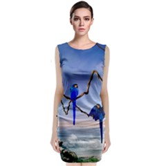 Wonderful Blue  Parrot Looking To The Ocean Classic Sleeveless Midi Dress by FantasyWorld7