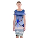 Wonderful Blue  Parrot Looking To The Ocean Classic Short Sleeve Midi Dress View1