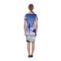 Wonderful Blue  Parrot Looking To The Ocean Classic Short Sleeve Midi Dress View2