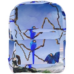 Wonderful Blue  Parrot Looking To The Ocean Full Print Backpack by FantasyWorld7